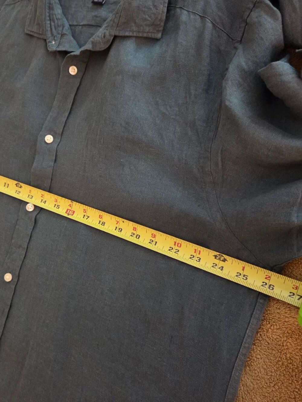 Charles Tyrwhitt 100% Linen Button Up L/S Shirt Mens XL Classic Fit Steel Blue - Picture 9 of 10